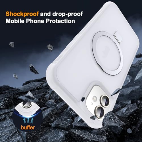 SKYLMW Compatible with iPhone 12/12 Pro Case with Stand,Translucent | iPhone 12 Case iPhone 12 Pro Case 6.1",Magnetic Ring Stand,Compatible with MagSafe,Military Protection,Great Grip Feeling - color: Translucent, size: Iphone 12 & Iphone 12 Pro