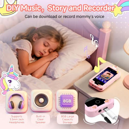 Kids Phone Toys for Girls Age 3 4 5 6 7 8 9, Touchscreen Dual Camera Toddler Learning Play Phone Christmas Birthday Gifts for Kids Age 3-9 with Music Player, Games - color: Frost White