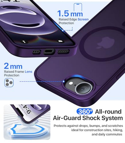 Eastinbox Magnetic iPhone 17e & 16e Case, Matte Protective Case, Purple | Shockproof, Compatible with MagSafe, Military-Grade Protection, Anti-Yellowing, Phone Case for iPhone 17 e/16 e 6.1" - color: Deep Purple