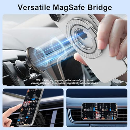 Magnetic Phone Grip Stand for iPhone 17 16 Pro Max/Air MagSafe Ring Holder - color: silver