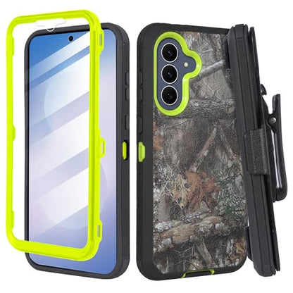 Compatible for Samsung S25 FE, Built in Screen Protector, Belt Clip Holster Heavy Duty Defender Case Dustproof Shockproof Protection (Camo Green) - color: Camo Green