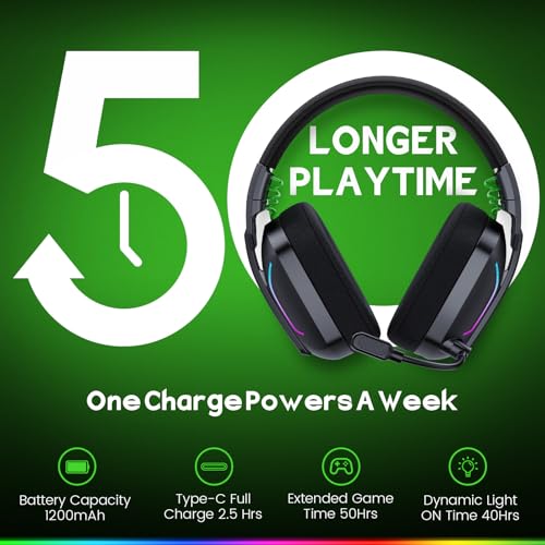 WESEARY Wireless Gaming Headset for PS5, PS4, PC, Switch| 20ms Low Latency - color: Aurora Black