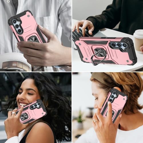 for Samsung S23 FE Case: S23 FE Case with Screen Protector: (Heavy Duty) Military Grade 360° Rotatable Kickstand Shockproof Protective Cases for Samsung Galaxy S23 FE (Rose Gold) - color: Samsung S23 FE Case Rose gold