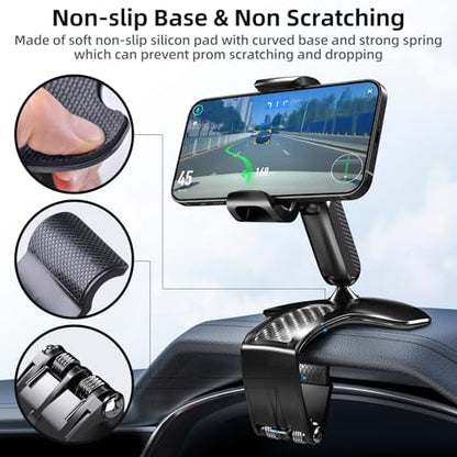 Universal 360 Dashboard Cell Phone Holder, Clip Car Phone Holder Mount