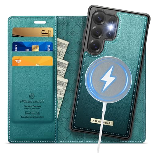 for Samsung Galaxy S26 Ultra 2in1 Detachable Wallet Case Bluegreen | Compatible with Magsafe, Magnetic, RFID Blocking Card Holder, Shockproof, Kickstand, Wireless Charging, PU Leather Flip Cover - color: (Detachable 2 in 1)-Blue Green, size: Galaxy S26 Ul