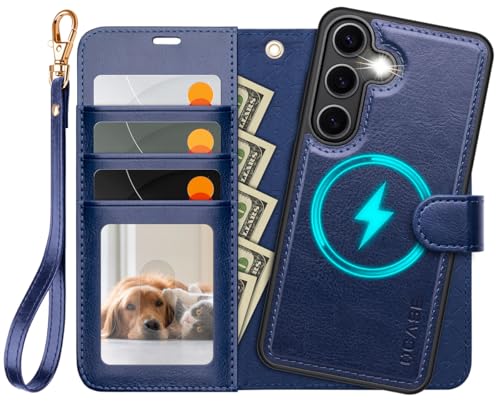 OCASE for Samsung Galaxy S25 Detachable Wallet Case, Blue | 2-in-1, Card Holder, RFID Blocking, Stand, Wrist Strap, Shockproof, Wireless Charging, Magnetic, PU Leather Flip Phone Cover - color: Blue, size: Samsung Galaxy S25