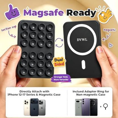 Magnetic Suction Sticky Phone Grip for iPhone 12-17 Series, Black - color: Black