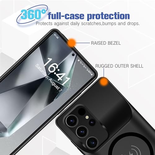 Battery Case for Galaxy S24 Ultra, 12000mAh High Capacity Portable Charger Rechargeable Smart Battery Pack Compatible with Galaxy S24 Ultra 6.8 inch Charging Case Support Wireless & Carplay - Black - size: Galaxy S24 Ultra