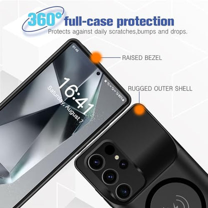 Battery Case for Galaxy S24 Ultra, 12000mAh High Capacity Portable Charger Rechargeable Smart Battery Pack Compatible with Galaxy S24 Ultra 6.8 inch Charging Case Support Wireless & Carplay - Black - size: Galaxy S24 Ultra