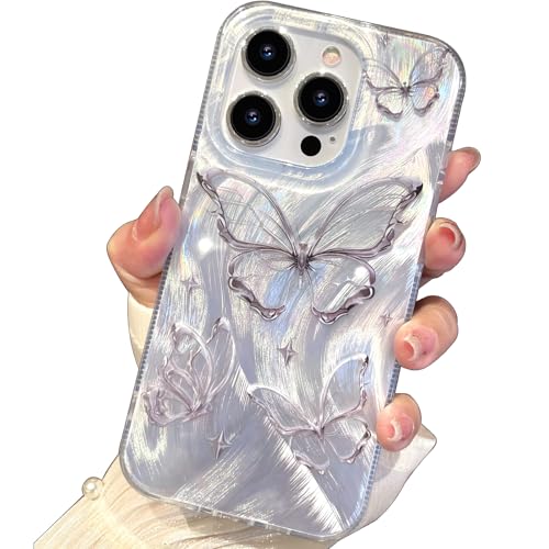 I-MGAE-IN-AR Compact Case for iPhone 12 Pro Max Shiny Silver Butterfly Design,Cute Trendy Soft Slim TPU Shockproof Protective Phone Cases Cover for Women Girls Aesthetic Glitter - color: Silver Butterfly, size: iPhone 12 Pro Max