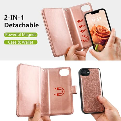 Varikke for iPhone 17e / 16e Case Wallet Magnetic Detachable, Rose Gold - color: (Standard) Rose Gold, size: iPhone 17e / iPhone 16e 6.1"