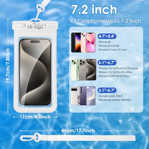 2 Pack IPX8 Waterproof Phone Pouch for iPhone 16/15/14/13 Pro Max Plus (7.2 Inch) - Swimming, Diving, Snorkeling, Snowproof - Touchscreen Friendly Underwater Photography Dry Bag (Black&White) - color: Black&White