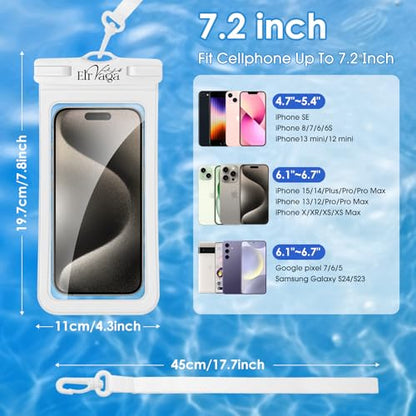 2 Pack IPX8 Waterproof Phone Pouch for iPhone 16/15/14/13 Pro Max Plus (7.2 Inch) - Swimming, Diving, Snorkeling, Snowproof - Touchscreen Friendly Underwater Photography Dry Bag (Black&White) - color: Black&White