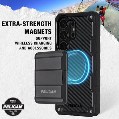 Pelican Shield Samsung Galaxy S26 Ultra Case - Rugged Phone Case - Carbon | Magnetic & Wireless Charging Case w/24ft Military-Grade Drop Protection & Belt Clip Holster for Samsung Galaxy S26 Ultra - color: Carbon, size: Samsung Galaxy S26 Ultra