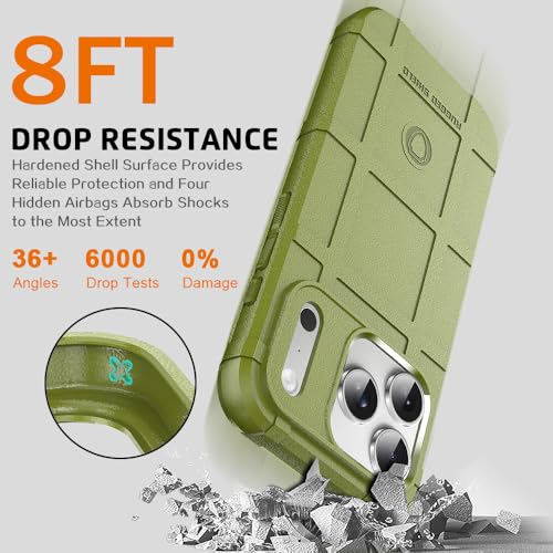 Rugged Shield Case for iPhone 17 Pro (6.3"), 8ft Military Drop Proof, Wear Resistant Tactical Cover, Army Green - color: Army Green, size: iPhone 17 Pro