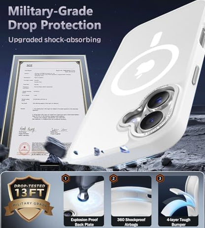 Newfuture Magnetic for iPhone 17 Case Matte Shockproof, Frosted White | Military Drop Protection, Slim Matte Anti-Fingerprint, Compatible with Magsafe, Camera Guard, Translucent Protective Cover - color: Frosted White, size: iPhone 17 6.3 inch