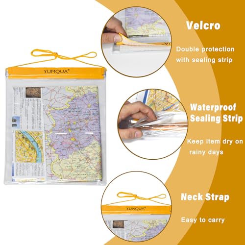 Waterproof Pouch Clear Dry Bag Document Map Holder Large Size 3PACK | Screen Touch, Water Proof Water Tight Map Case, Protect Kindle Tablet Cloth Dry Against Sand Water for Hiking Boating Fishing - color: Yellow