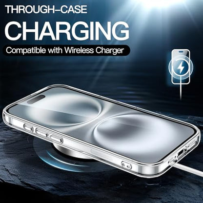 JETech Case for iPhone 16, Anti-Yellowing, Clear | Shockproof Protection, Scratch Resistant Hard PC Back, Durable Transparent TPU Bumper - color: Clear, size: iPhone 16