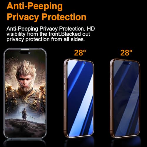 OneFish Screen Protector Glass for iPhone 14 Pro Max/ 15 Plus, 9H Glass Scratch Resistant, Dynamic Island Compatible, HD Clarity Tempered Film with Installation Frame, Easy Installation, 2Pack. - size: iPhone 14 Pro Max/15 Plus