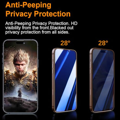 OneFish Privacy Screen Protector for iphone 13 Pro Max / 14 Plus, 2 Pack | Anti Spy Private Tempered Glass Edge Protection, Dynamic Island Compatible Installation Frame, 9H Glass Scratch Resistant - size: iPhone 13 Pro Max/14 Plus