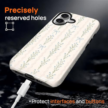 Magnetic for iPhone 17 Case,[Compatible with Magsafe] Dual Layer Protective Heavy Duty Shockproof Rugged Drop Protection Bumper Hybrid Case - Blue Bow Stripes - color: Blue Bow Stripes, size: iPhone 17