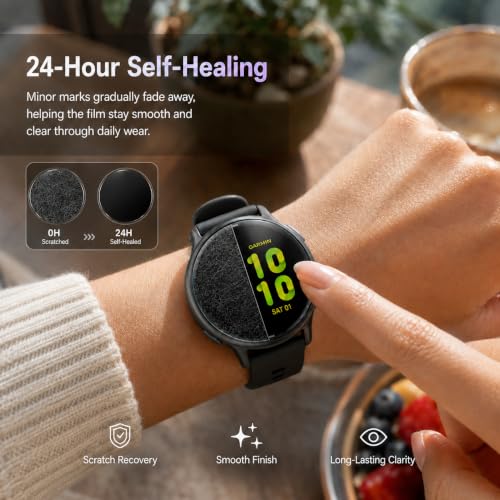 6 Pack Screen Protector for Garmin vivoactive 5/6 42mm, Tray + 4 Dust Plugs | Easy Install Dust-Free Alignment Tray, EPU Soft Film + 4 Dust Plugs, Bubble-Free, Full Coverage, HD Clear, Touch Sensitive - size: For Garmin Vivoactive 5/6 1.65-Inch