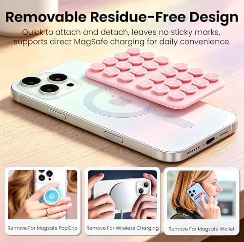 Anteel Magnetic Suction Phone Mount Compatible with MagSafe Case, Removable Silicone Grip Phone Holder for iPhone 14/15/16/17, Hands-Free Selfie/Video for TikTok Creator/Influencer (Baby Blue) - color: Baby Blue