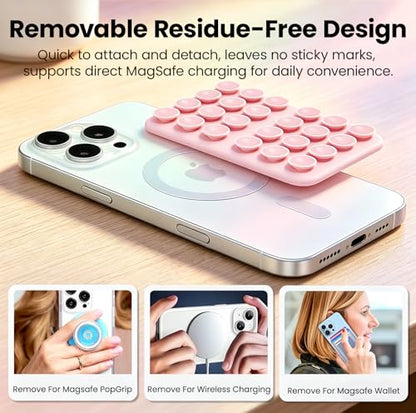 Anteel Magnetic Suction Phone Mount Compatible with MagSafe Case, Removable Silicone Grip Phone Holder for iPhone 14/15/16/17, Hands-Free Selfie/Video for TikTok Creator/Influencer (Baby Blue) - color: Baby Blue