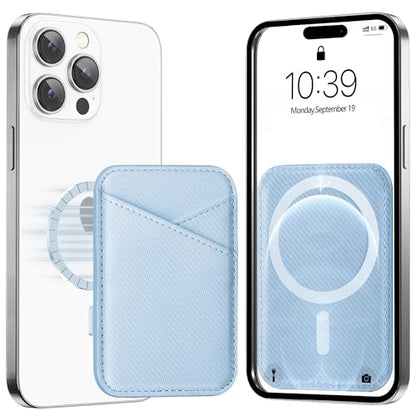 Miroddi for MagSafe Wallet, Strongest Magnetic Card Holder for iPhone 17/16/15/14/13/12 Series, Ultra-Thin Leather Magnetic Phone Wallet with 2 Card Slots, RFID Blocking, Carbon Fiber Blue - color: Carbon Fiber Blue