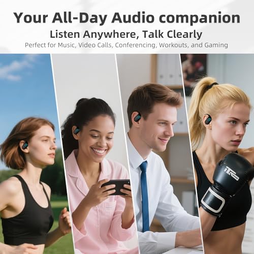 Open Ear Headphones, Bluetooth 5.4 Wireless Earbuds, 40H Playback, with LED Dgital Display, IP54 Waterproof Sports Headphones for Running, Cycling and Gym (Black)