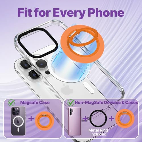 Jsoerpay Ultra-Thin Magnetic Phone Grip for MagSafe, Orange - color: Orange