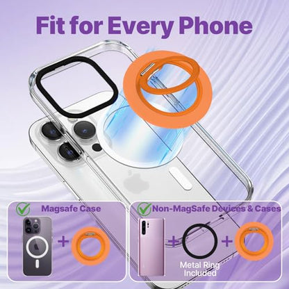 Jsoerpay Ultra-Thin Magnetic Phone Grip for MagSafe, Orange - color: Orange