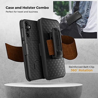MOTIVE for Samsung Galaxy A54 Case with Belt Clip, Rigid, Kickstand | 6.4" | Ranger v1 Series, Black, 360° holster, open-top/open-bottom port access, textured grip, slim design - size: A54