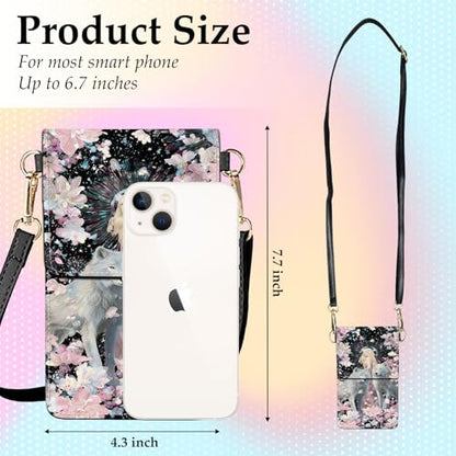 Small Crossbody Bags for Women Touchscreen Cell Phone Bag Cross Body Purses with adjustable Strap,Gifts For Teenage Girls - color: Fantasy Halo Goddess and Wolf