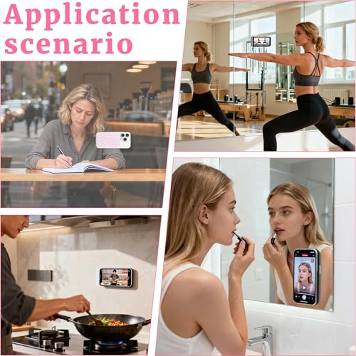 4 Pack Silicone Suction Cup Phone Case Mount Double Sided Detachable, Reusable Strong Grip Holder Hands-Free Phone Accessories for Selfies & Videos (Pink+Black+Rose+White) - color: Black+Pink+Rose+White