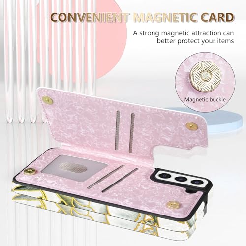 NNH Compatible with Samsung Galaxy S21 Plus Wallet Case with RFID Blocking Card Slots Folio Flip PU Leather Kickstand Double Magnetic Clasp Design Cover for Galaxy S21+(6.7 inch-Magnolia Flowers) - color: Magnolia Flowers, size: Galaxy S21 Plus 6.7 inch