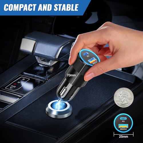 Car Chargers, Dual Ports USB C & USB-A Cigarette Lighter Adapter Multipack, - color: 4-Pack