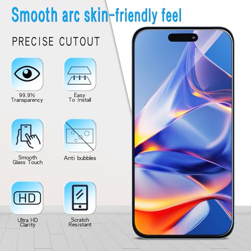 Slanku for iPhone 16 Pro Max Screen Protector Tempered Glass Camera Lens