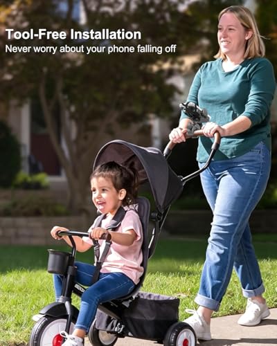 Stroller Phone Holder, [Secure Strap Protection] Phone Clamp Mount