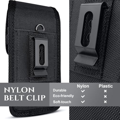 PiTau Holster for Samsung Galaxy S26 S25 S24 S23 S22 S21 S20 S10 S9 S8 A10e A01 Note 10 Cell Phone Belt Holder Case with Belt Clip Loop Nylon Carrying Pouch Cover (Fits Protective Case on) Black