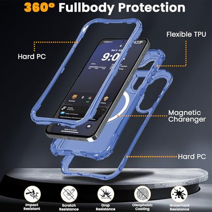 WRJ Magnetic Matte for Samsung Galaxy S26 FE Case,Samsung S25 FE Case [Fit for MagSafe][Military Grade Drop Protection] Translucent Shockproof Protective Phone Case-Blue - color: Blue, style: Matte