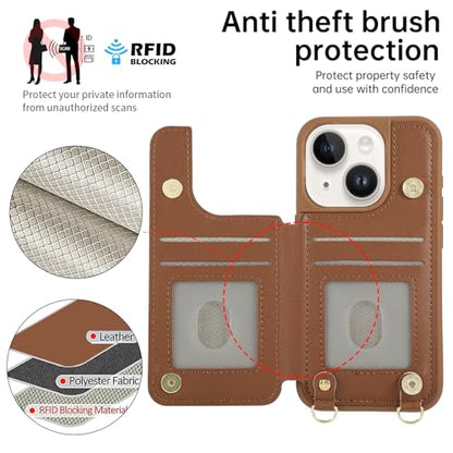 for iPhone 11 Wallet Case with Card Holder Slots and Strap, RFID Blocking Magnetic Flip Folio Cover, Crossbody Purse Protection Case with Kickstand,Brown Diamond - color: Brown Diamond, size: iPhone 11(6.1")