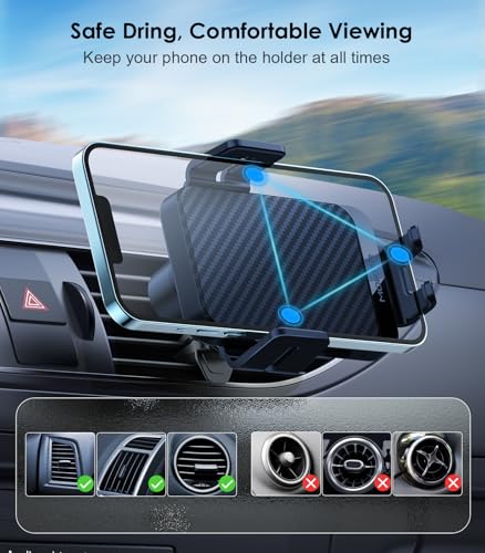 Wireless Car Charger 15W Fast Charging Auto-Clamping Air Vent Phone Mount - color: Royal blue