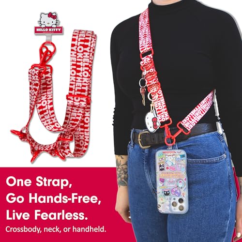 Sonix x Sanrio Crossbody Utility Phone Strap | Adjustable Lanyard Hands-Free Accessory, Universal Tether Tab Attachment - color: Hello Kitty