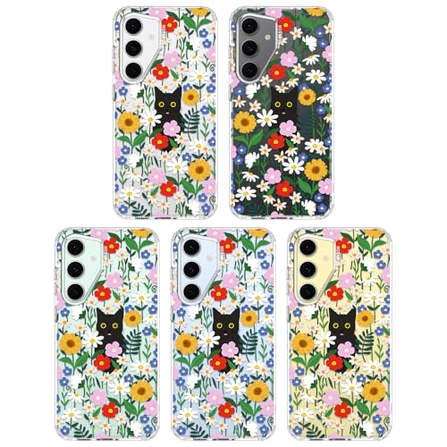 MOSNOVO Case for Samsung Galaxy S24 FE, [Buffertech 6.6ft Military-Grade Drop Protection] [Anti Peel Off Tech] Clear TPU Bumper Phone Case Cover Design - Black Cat in Garden - color: Clear - Black Cat in Garden, size: Samsung Galaxy S24 FE