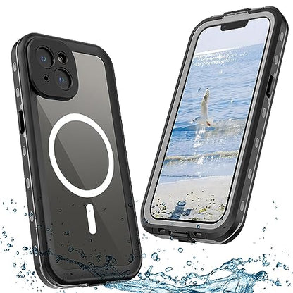 Full Body Case for iPhone 15 Plus 6.7 Inch,Waterproof DirtProof DropProof Snowproof Anti-Scratch Clear Magnetic Rugged Built-in Screen Protector Heavy Protect,Black-Gray - size: iPhone 15 Plus 6.7inch