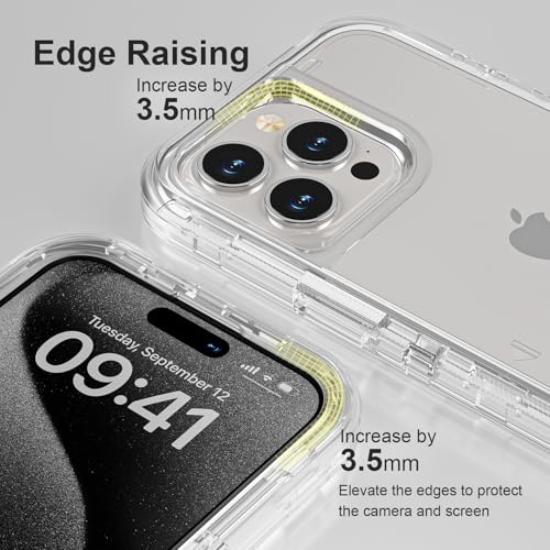 Follaroma for iPhone 15 Pro Case, Heavy Duty Shockproof Protection Phone Cases, Anti-Drop, Durable Dual Layer Transparent Protective Cover Compatible with iPhone 15 Pro, 6.1 inch, Crystal Clear - color: Clear, size: iPhone 15 Pro 6.1‘’