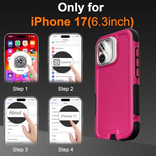 Follaroma Magnetic for iPhone 17 Case with Camera Stand, Hot Pink, 6.3" | Built-in Glass Camera Cover,Compatible with MagSafe,Heavy Duty Shockproof Protective,Military-Grade Anti-DropDual Layer Cover - color: Hot Pink, size: iPhone 17 6.3''