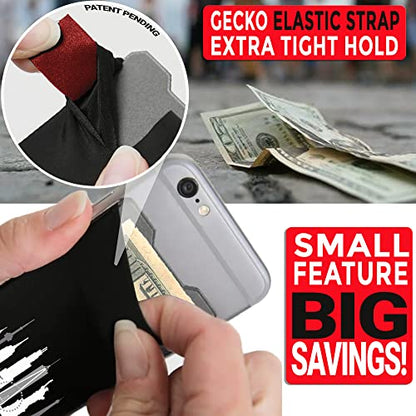 Gecko Travel Tech Double Pocket - Adhesive Card Holder - Cell Phone Pouch - Stick on Spandex Pocket - Carry Credit Cards and Cash (Cityscape) - color: CITYSCAPE