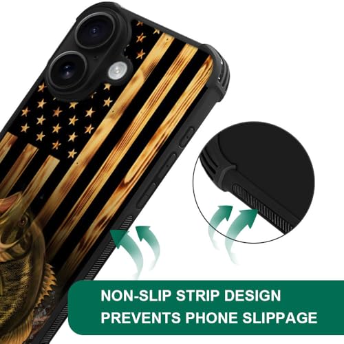 DJSOK Case for iPhone 17,Compatible with MagSafe,Anti-Scratch Shockproof Case,Wood American Flag Fish - color: Wood American Flag Fish, size: IPhone 17